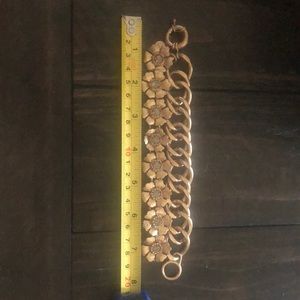 J crew gold bracelet flower with crystals